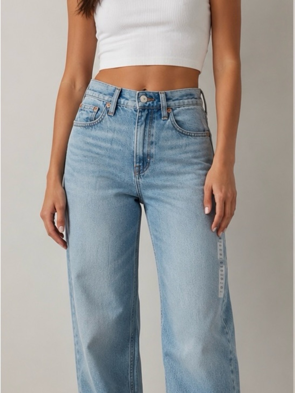 American Eagle Outfitters High-Rise Wide Leg Jeans - Light Blue Denim